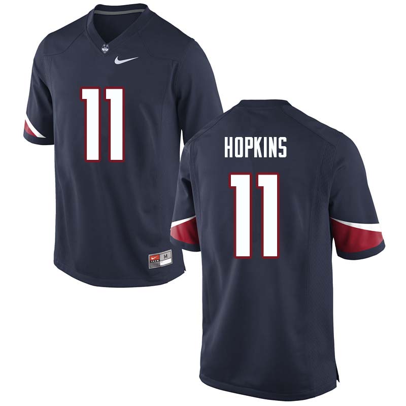 Men's #11 Nate Hopkins Uconn Huskies College Football Jerseys Sale-Navy